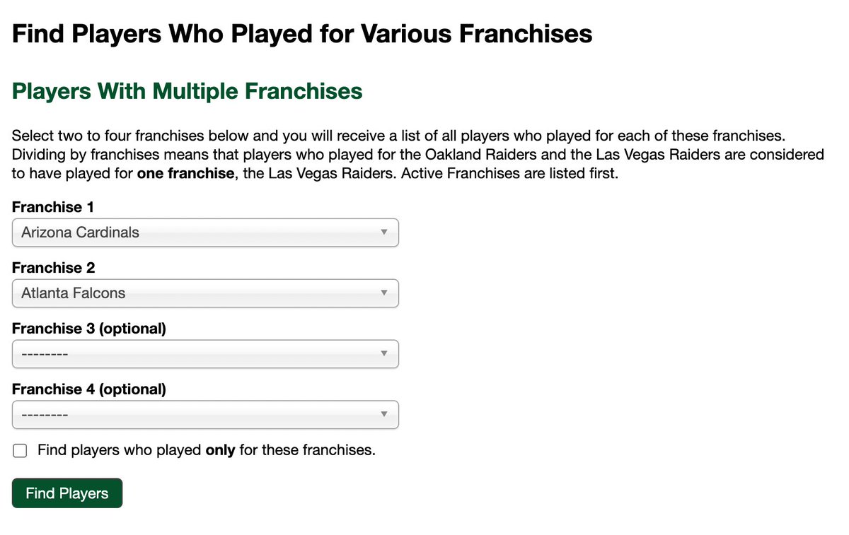 pfref's tweet photo. We've added a new page to our site, just in case you ever need to find players who played for multiple teams... 👀
Try it out here: https://t.co/9pwVq0hn55 https://t.co/LoXwqqf9C8