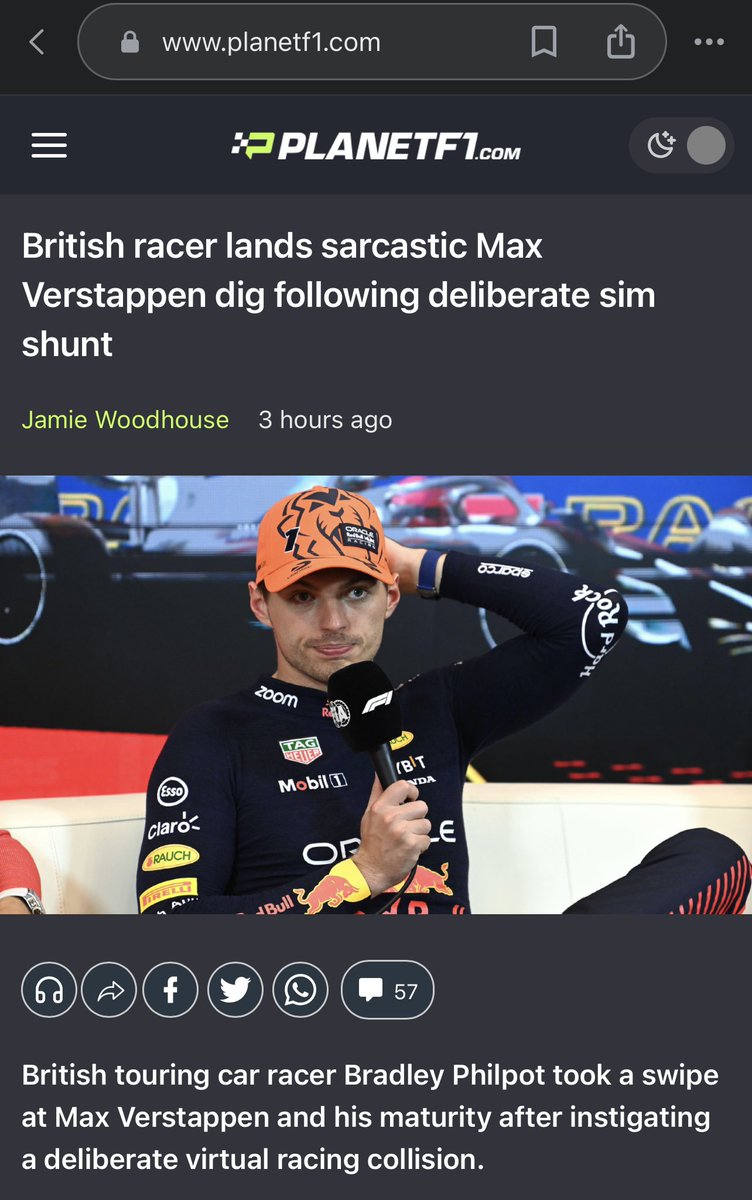 BradleyPhilpot's tweet image. Every time a “news site” shares my tweets like @Planet_F1 did today, I have to spend hours blocking Verstappen cultists with handles like “@LegalizeRacizm”. 🙄

I’d appreciate it if you didn’t use my Twitter feed as some kind of news source Planet F1 &amp;amp; similar outlets, because I…