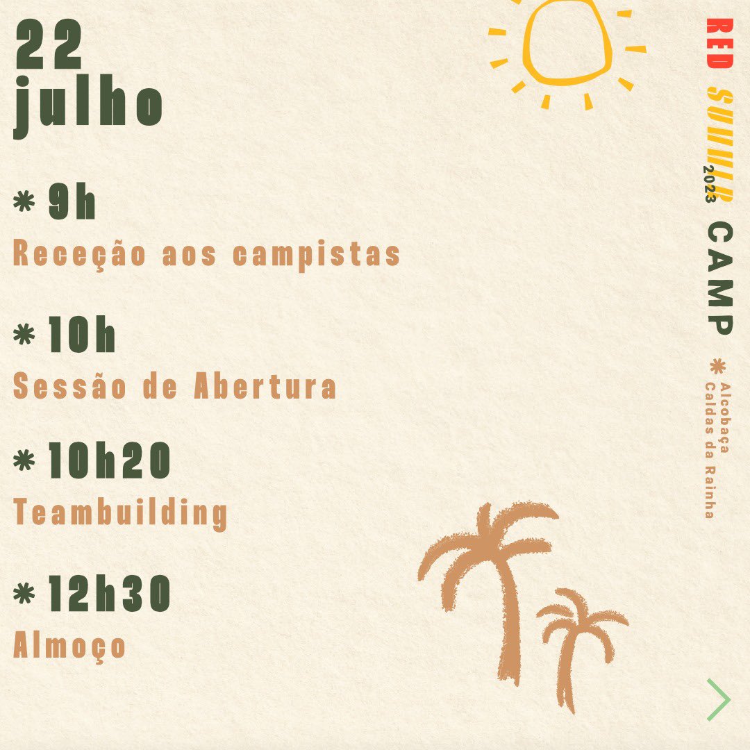 fleiriajs's tweet photo. 😎 Red Summer Camp ☀️

Está a chegar o tão esperado acampamento da nossa Federação 🫶🏻

Consulta o nosso programa e junta-te a nós 🏖️ https://t.co/HDDVoeZPJs
