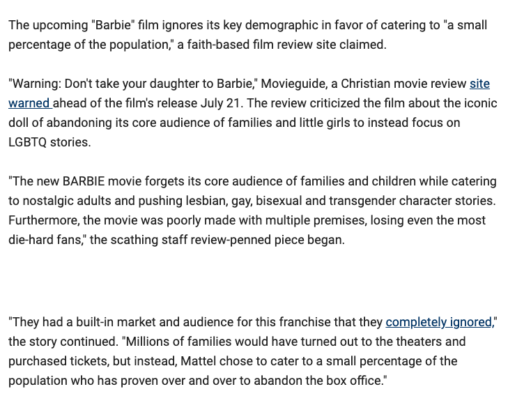 Barbie' film 'forgets core audience' in favor of trans agenda and gender  themes, Christian movie site warns