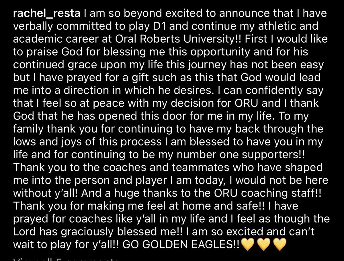Rachel_Resta's tweet photo. So blessed for this opportunity!! I praise God!! Thank you Jesus and for everyone who has supported me along the way couldn’t do it without y’all!! GO GOLDEN EAGLES!!💛💛💛 @SetterU @Mansfield_Vball @TAVVolleyball @PrepDig @PrepDigChris @Gosset41 https://t.co/4dGROYWGJ4