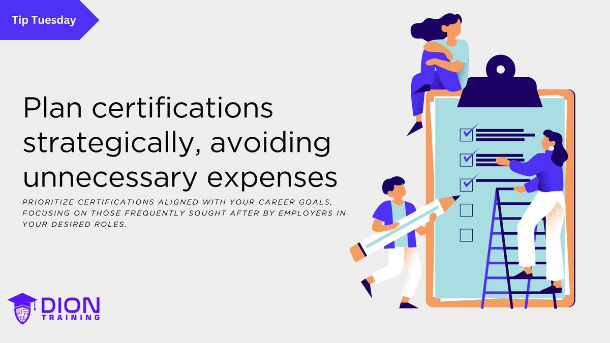 DionTraining's tweet photo. Develop a strategic approach to your certification journey, avoiding the temptation to accumulate certifications without a clear purpose or relevance. With this, you can maximize the value of your investment in AWS certification exams.

#aws #cloud #azure #devops #DionTraining https://t.co/iJ3TxqlN0s