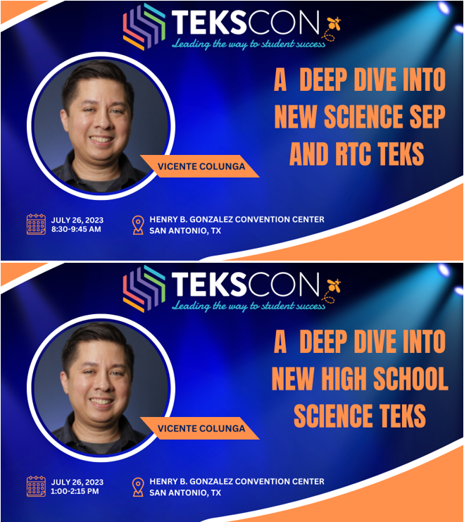We are one year away from implementing the new science TEKS, and now is a great time to start studying them and planning your path forward. Join both of my interactive sessions at TEKSCon2023 in San Antonio as we do a deep dive into the SEP's, RTC's, and high school science TEKS!