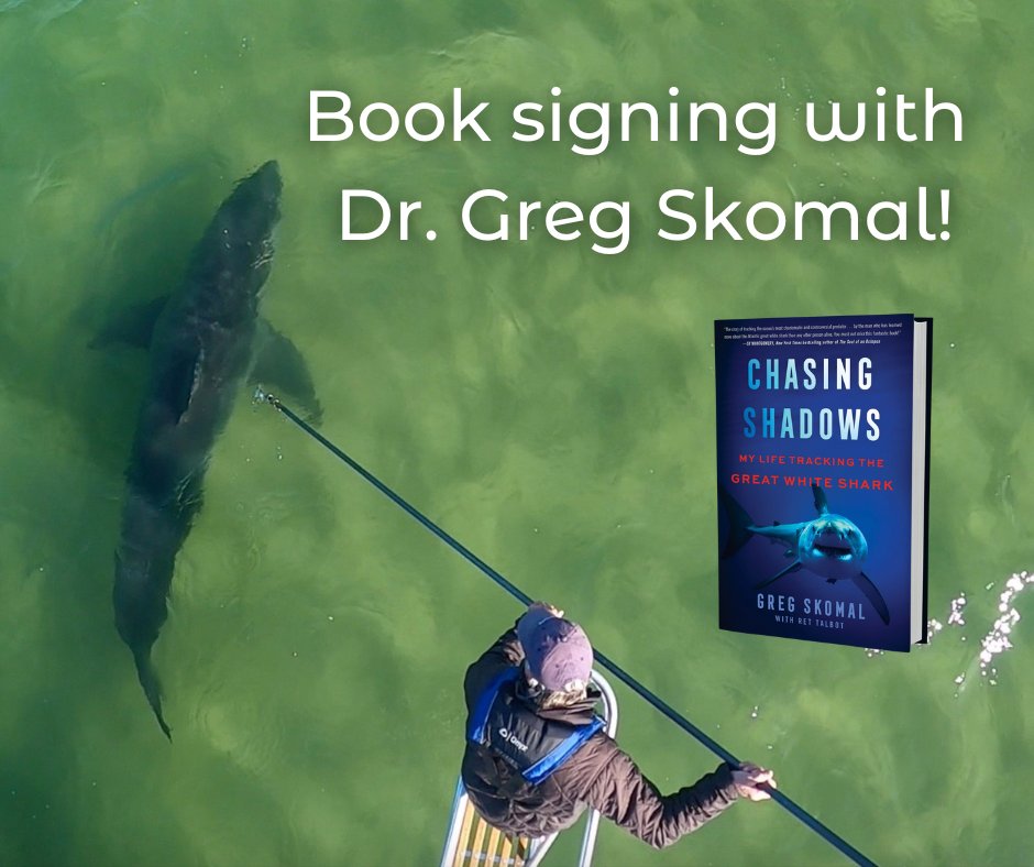 Atlantic White Shark Conservancy (@a_whiteshark) on Twitter photo Mark your calendars! Join us at the Shark Center Chatham on July 22 for a book signing event with <a href="/GregSkomal/">Greg Skomal</a>! He will be signing copies of his new book, "Chasing Shadows". Copies will be available to purchase at the signing.
π
: July 22
β° : 1PM-3PM
π : Shark Center Chatham Mark your calendars! Join us at the Shark Center Chatham on July 22 for a book signing event with <a href="/GregSkomal/">Greg Skomal</a>! He will be signing copies of his new book, "Chasing Shadows". Copies will be available to purchase at the signing.
π
: July 22
β° : 1PM-3PM
π : Shark Center Chatham