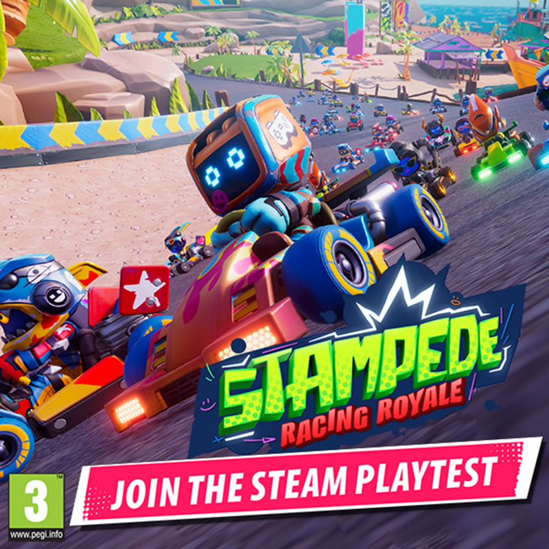 StampedeRacing's tweet photo. Do you have what it takes to be #1? Stampede: Racing Royale’s first Steam Playtest begins July 27th! 

Sign up now: https://t.co/1ku5iPngO2