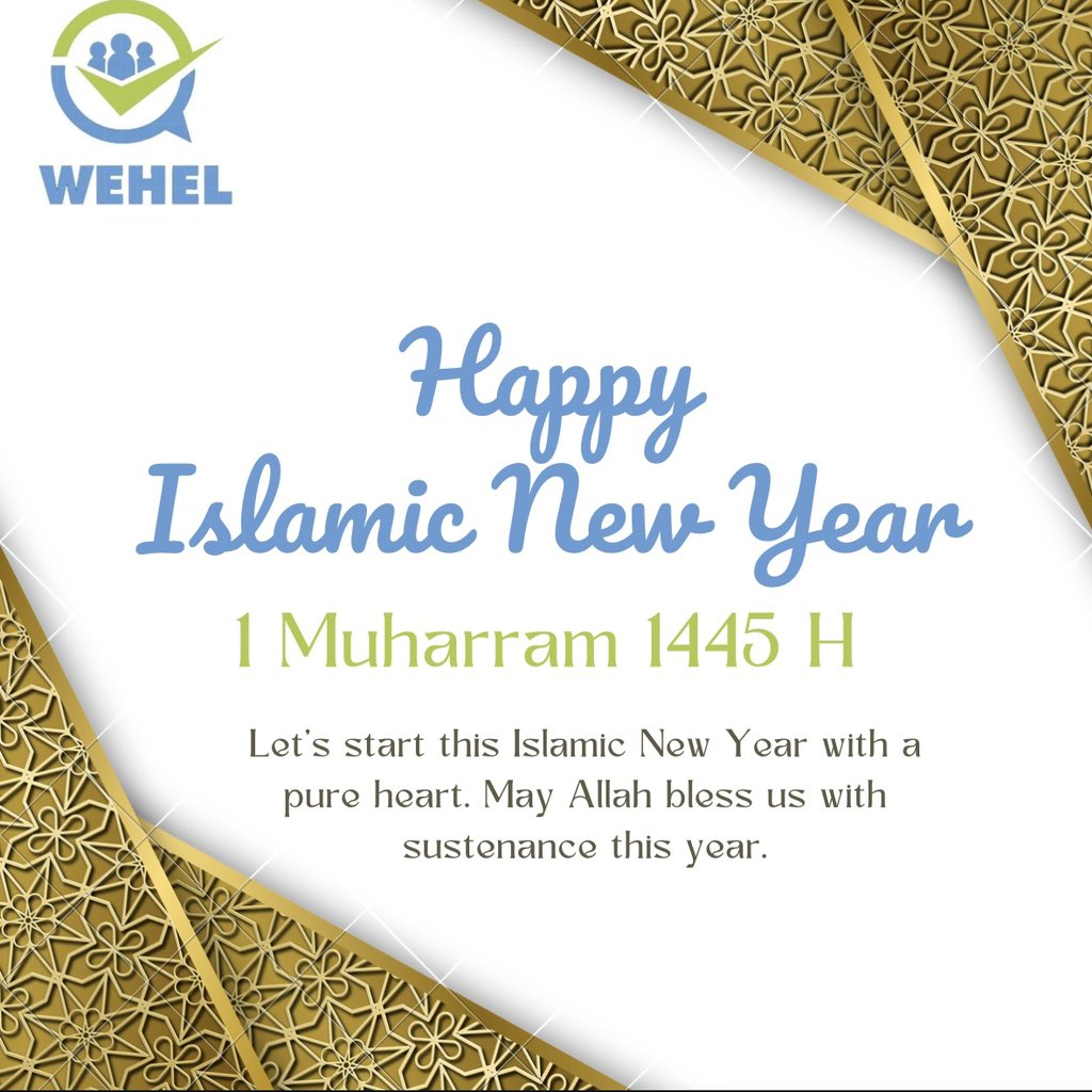 Joyeuse fête du nouvel an musulman 1445 à tous ! L'association Wehel tient à vous souhaiter une année remplie de bénédictions, de paix et de bonheur. Que cette nouvelle année vous apporte prospérité et succès dans tous vos projets. #NouvelAnMusulman #1445H #Wehel