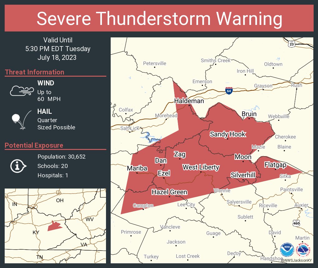 NWS Jackson KY on Twitter "Severe Thunderstorm Warning including West