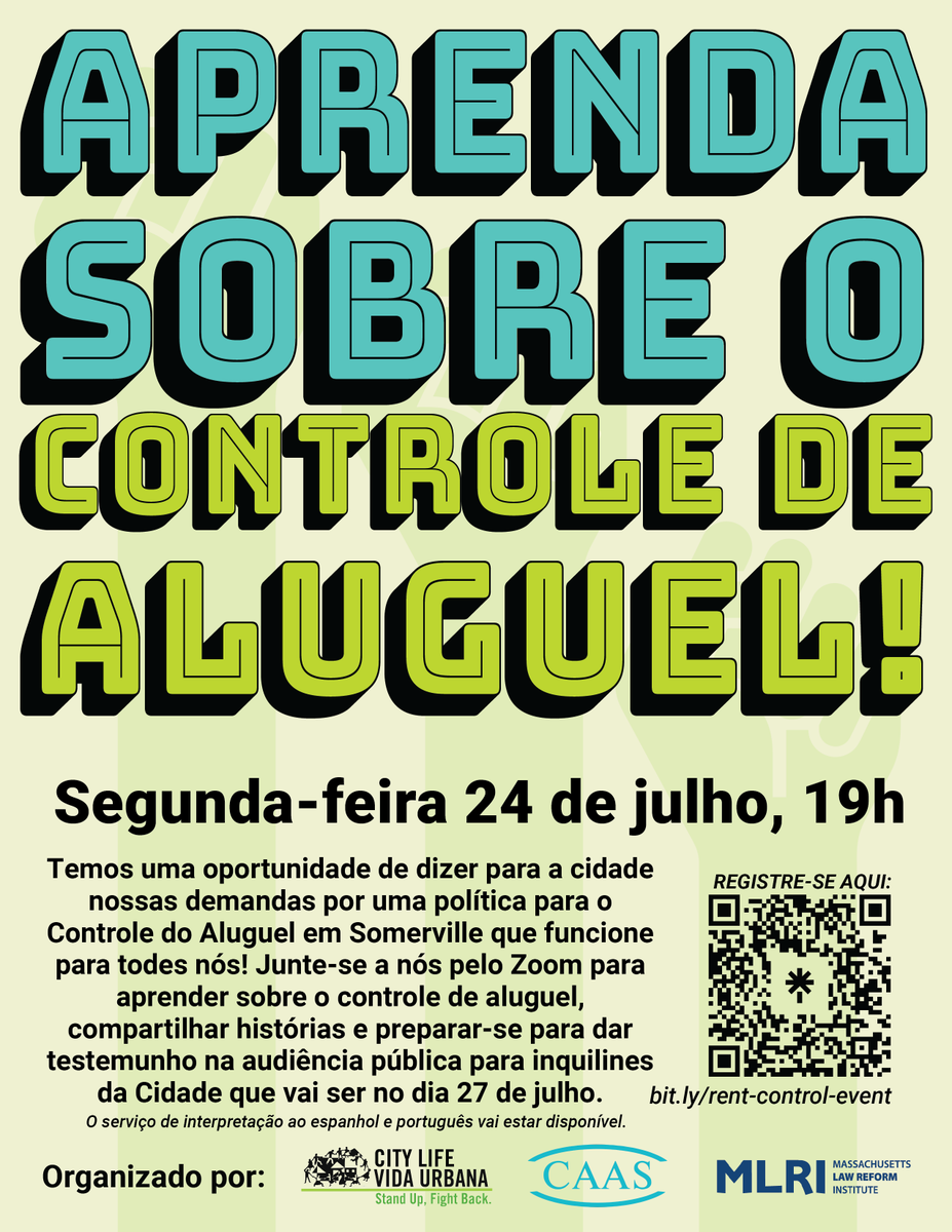 CAASomerville's tweet photo. Join us on July 24th at 7pm on Zoom for a Rent Control Education Workshop! Learn about key elements of a rent control policy, to share stories, and to prepare to testify at the City’s Listening Session. Register here: https://t.co/v4qeUEVzuz https://t.co/oaqv5h4YOC