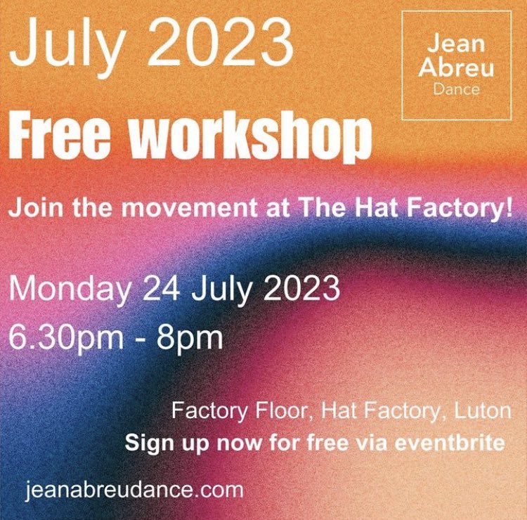 jeanabreu's tweet photo. Join me next Monday 24th of July @culturetrustuk #Thehatfactory  in Luton for another free movement workshop, translating our bodily sensations , enjoying the power of moving together and sharing a physical experience .🌀🌪️🫀 https://t.co/ufvIvKcImT