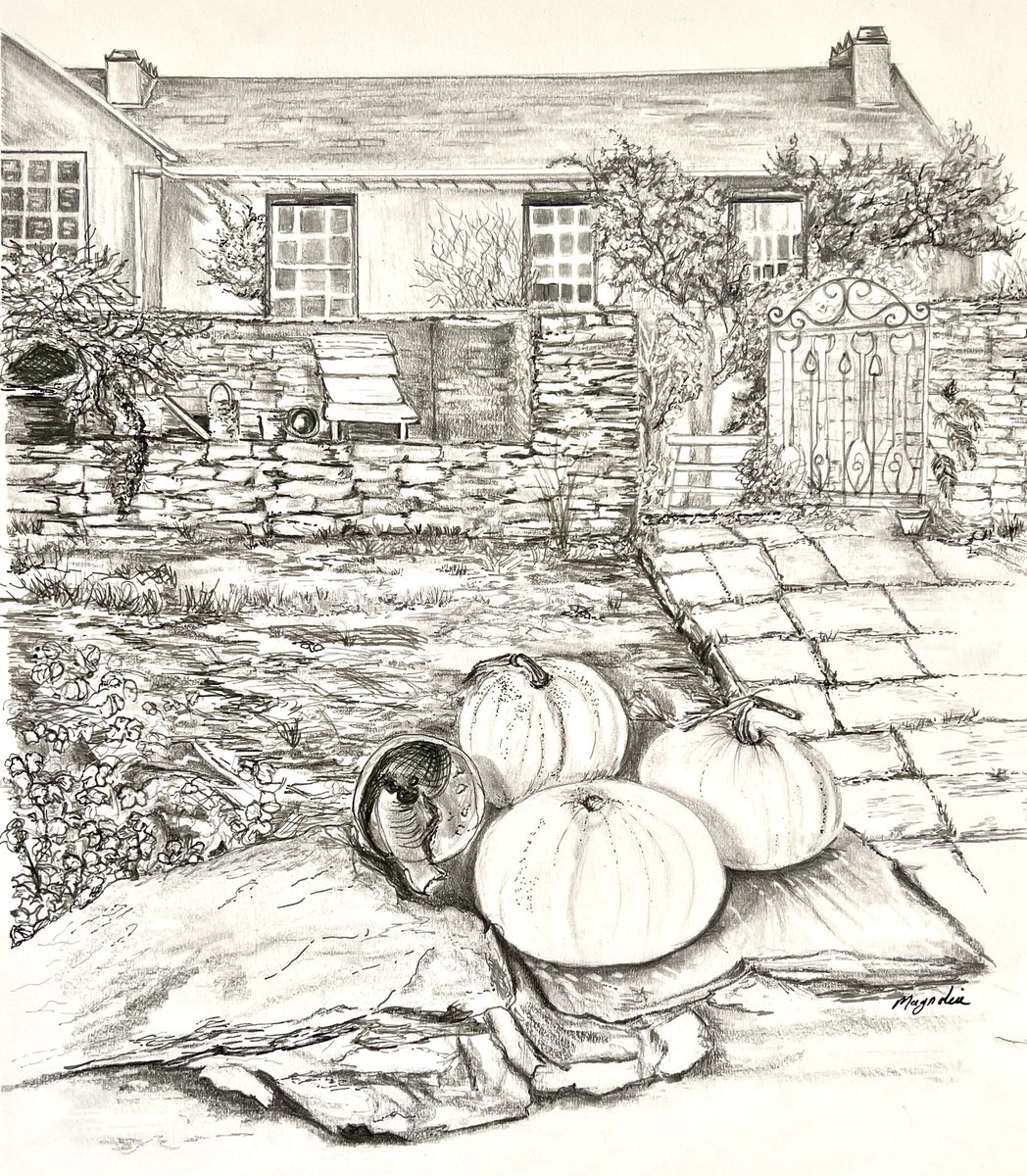 @nationaltrust Was there in Oct.  My sketch of #Hilltopfarm of Beatrix’s back garden.