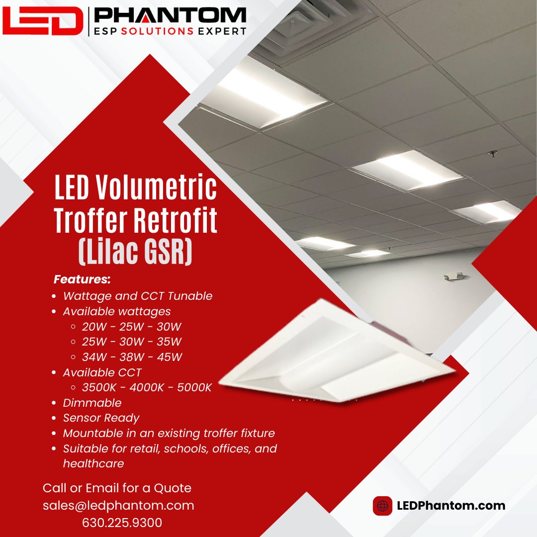 LED_Phantom's tweet image. LED Volumetric Troffer (Lilac GSR) is designed to easily upgrade existing troffer fixtures.
Spec - bit.ly/LEDVolumetricT…
#LEDCanopy #EnergyEfficiency #highbaylight #ledlighting #lightingcontrols  #LED #warehouselighting #lightingsolutions #lightingproject #lightingmanufacturer