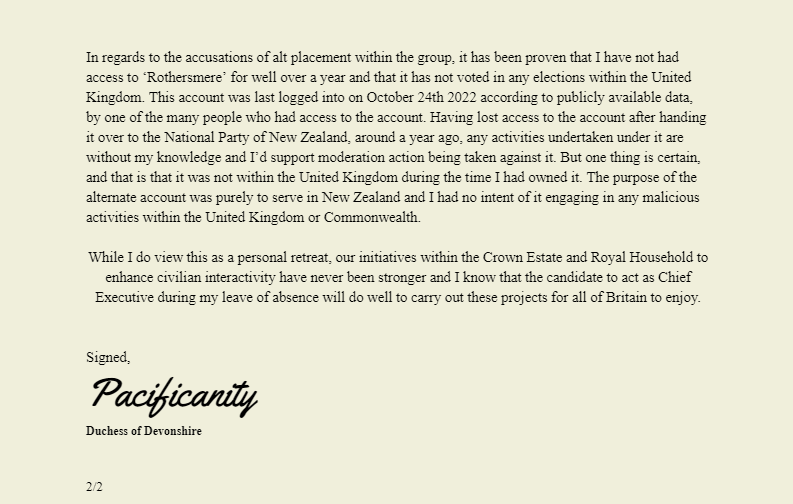A STATEMENT released by the Duchess of Devonshire can be found attached below: