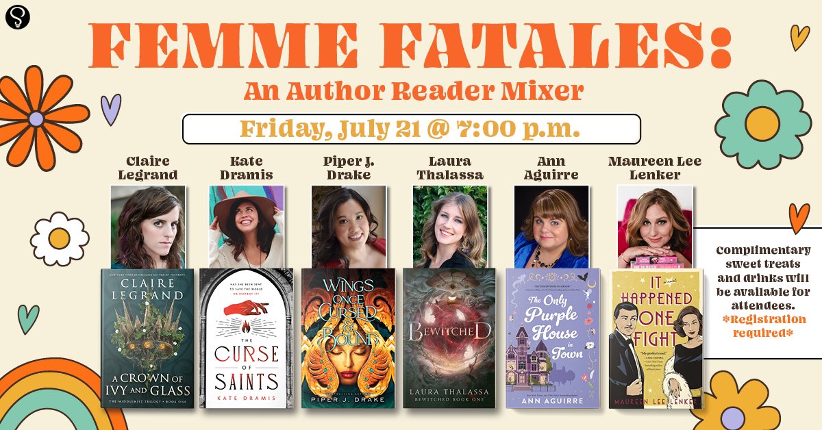 Headed to #SDCC? Come mix and mingle with me and five other @SourcebooksCasa authors on Friday @_MeetCuteBooks_ — it’s going to be a great time! meetcutebookshop.com/events/20230721