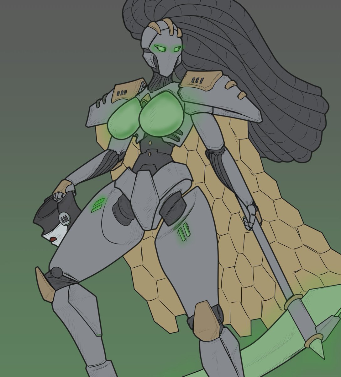 Update: impulsively drew this model I painted a while back lol #warhammer40k #necron #robot #lewd
