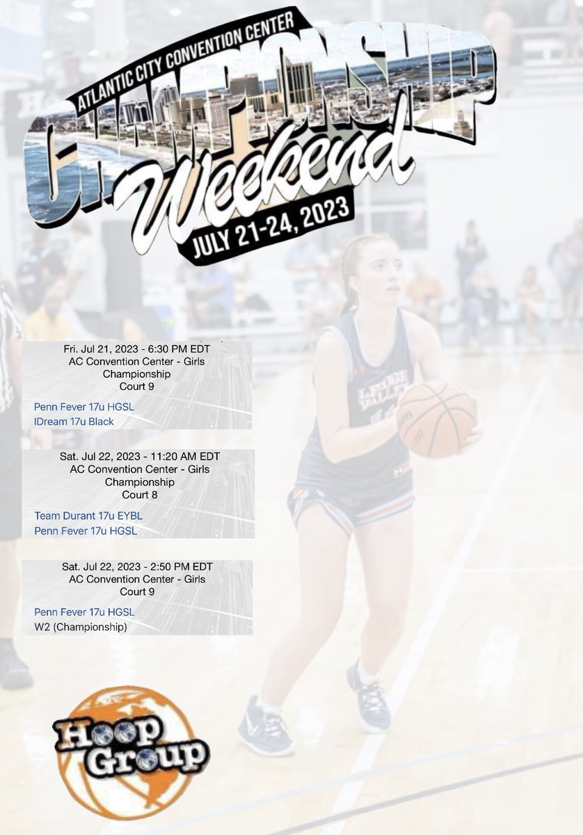 brooke (@brookefenchel) on Twitter photo So excited to step on the court with my girls one final time! Come check us out in AC! <a href="/FeverForceAAU/">Fever & Force AAU</a>
Schedule⬇️⬇️⬇️ So excited to step on the court with my girls one final time! Come check us out in AC! <a href="/FeverForceAAU/">Fever & Force AAU</a>
Schedule⬇️⬇️⬇️