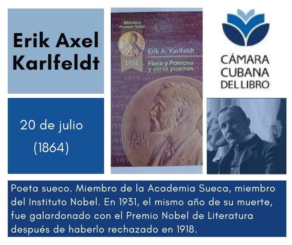 #CCLRecuerda| El aniversario 159 del natalicio de Erik Axel Karlfeldt, considerado uno de los exponentes más destacados de la poesía sueca. 
Hoy en día, Karlfeldt es un ✍️autor admirado a nivel internacional y su espíritu se mantiene vivo a través de sus obras📜.