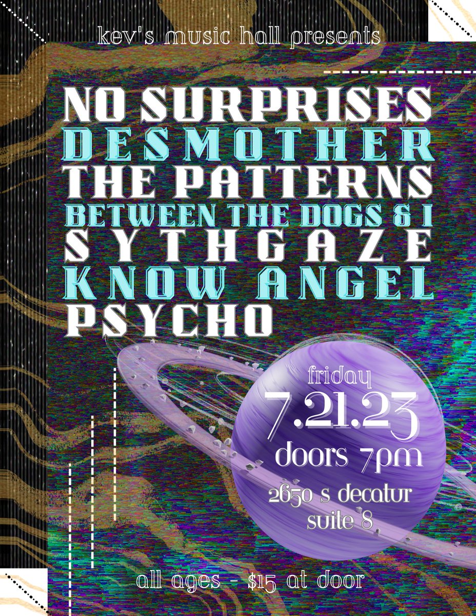 made this flyer for one of the best bands in town The Patterns, u should go to this ✨️