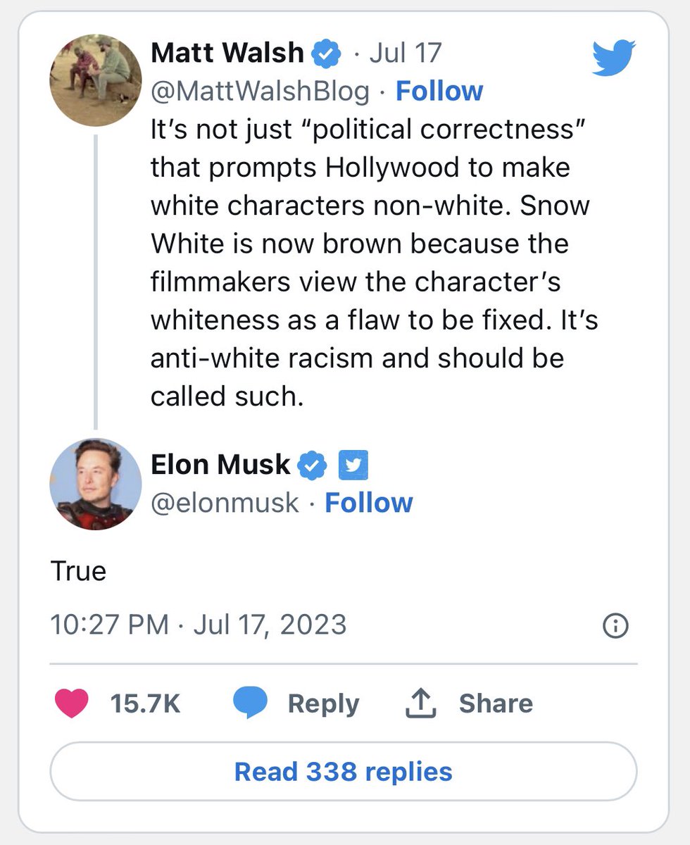 Why was this tweet deleted? This is absolutely true. @MattWalshBlog is correct in stating that #disney #Disney is promoting #antiwhiteracism which is #racism. Read the full story from @theblaze at this link: theblaze.com/news/disneys-w…