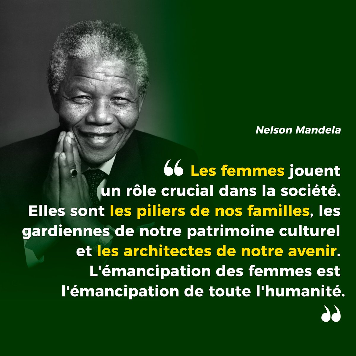En ce jour spécial, rappelons-nous l'héritage inestimable d'un homme qui a incarné l'engagement et la détermination en faveur de la liberté, de l'égalité et de la justice.

Son héritage nous rappelle que chacun peut agir et inspirer le changement autour de lui. #MandelaDay