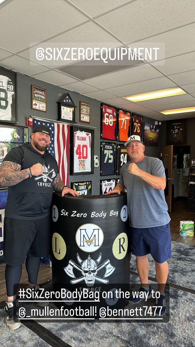 SixZeroAcademy's tweet photo. Great to see @jrbennet, HC @_MullenFootball, as he picked up his custom @sixzeroequip #SixZeroBodyBag! The #Mullen Trench gets the best piece of equipment out to help develop the OL/DL! Get yours 👉�� https://t.co/4pAWV3rSzR https://t.co/AvazyDJx3W