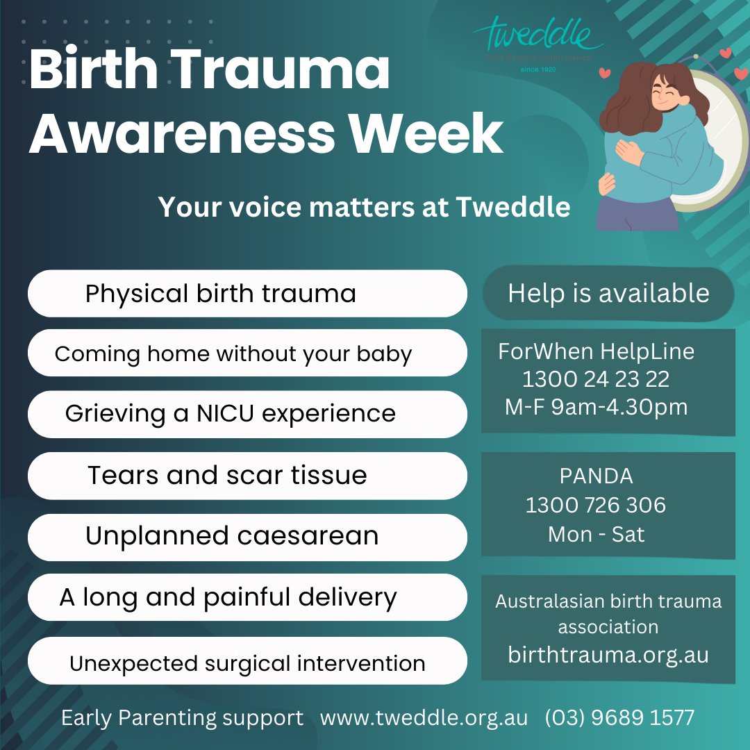 At Tweddle we often speak with mums and dads who are disclosing birth trauma for the first time. Postpartum parents with high levels of traumatic birth perception can experience significant levels of depression, anxiety and stress. Fortunately help is available. #birthtrauma