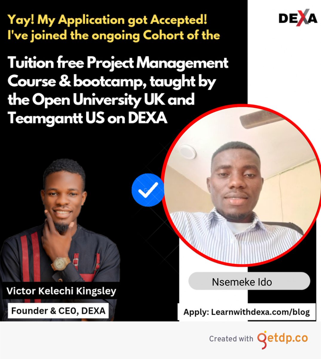 NUdoido's tweet photo. Excited to announce my enrollment in the tuition free Project Management course taught by The Open University UK &amp; TeamGantt. I applied through

https://t.co/rI9YwQlqKM

Bracing myself for a journey of learning &amp; growth as an emerging project manager @LearnwithDEXA #LearnwithDEXA https://t.co/4PQe0LSN0a