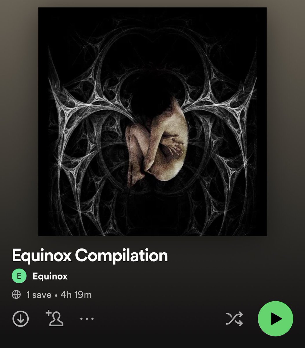 made a lil playlist with one song each of everyone equinox has booked so far. 

made so locals can be in the loop &amp; out of state/country friends can peep what i do &amp; take a peak into some of music coming out from/through here.

open.spotify.com/playlist/2JyJv…