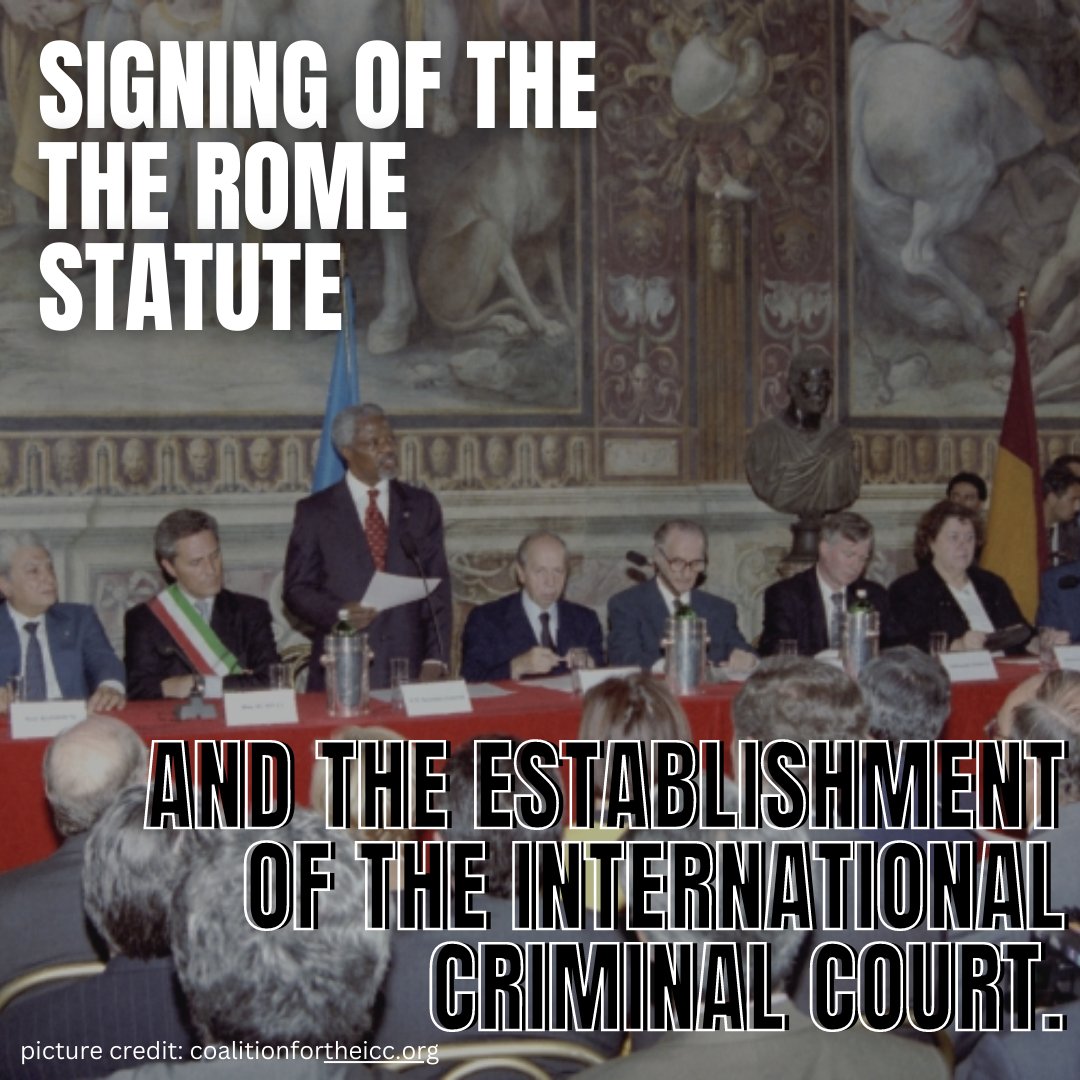 The #Roman Statue which established the #International Criminal Court was adopted on 17th, July 1998. 

The convention set the standards for the four major categories for international crime, I. Genocide, II. Crimes against humanity, III. War crimes, and IV. Crime of aggression.