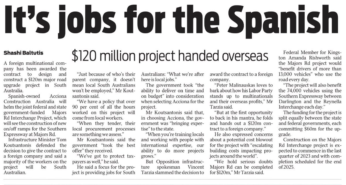 Before the election: Labor says they’ll keep more jobs in SA. After the election:  Jobs for the Spanish! #hypocrisy <a href="/theTiser/">The Advertiser</a> #gracias