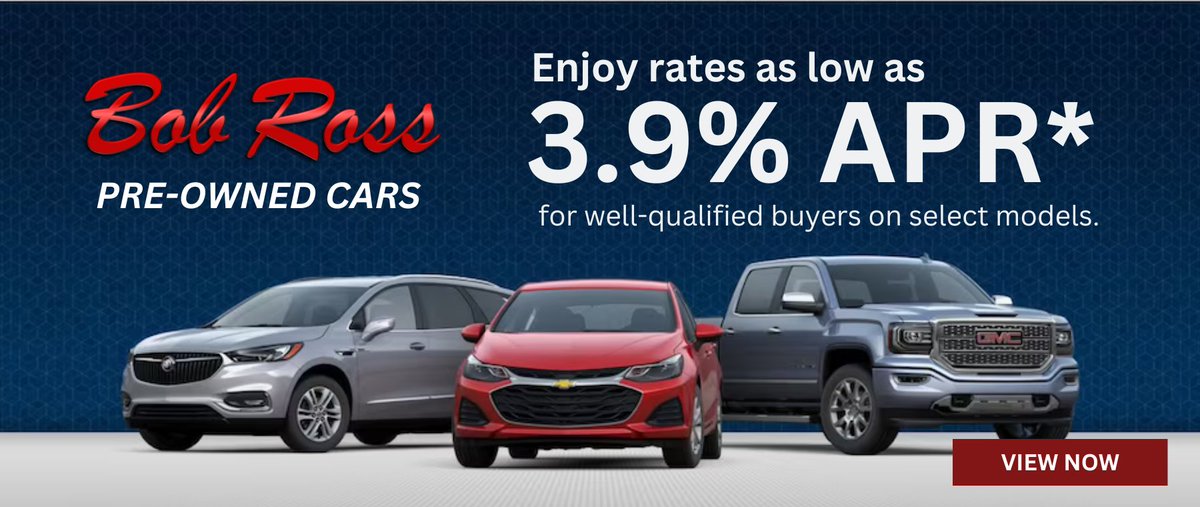 Oh boy, what a sweet deal! Get ready to take off with 3.9% APR on select certified pre-owned vehicles when you #ShopWithBobRossPreownedCars!

Don't miss this opportunity & get ready to hit the road in style! 🚘  - ow.ly/JIVi50PfkbB 

#3Point9Offer #PreOwnedVehicles