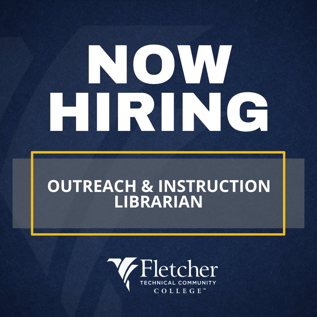FletcherCollege's tweet photo. Fletcher is currently looking for an Outreach and Instruction Librarian. 

For more information on this position, visit:
https://t.co/butEMKsWCh

For all available positions, visit:
https://t.co/kGw7PgVzDs https://t.co/WUK7TGllHw