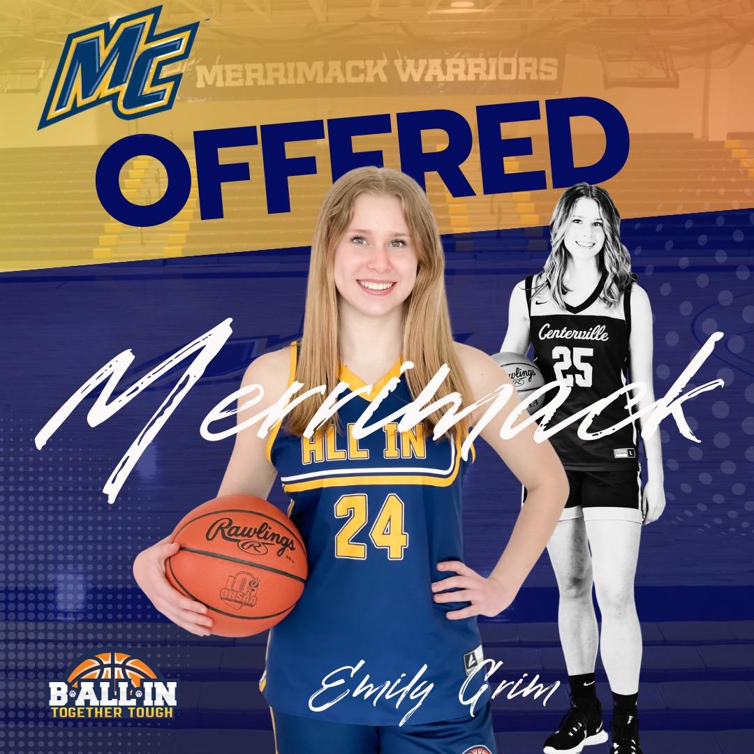 After an amazing phone call, I am ecstatic to receive an offer from <a href="/MerrimackWBB/">Merrimack Women’s Basketball</a>! Thank you <a href="/coach_KMorrone/">Coach_KMorrone</a> and <a href="/Coach_ETaylor/">Emily Taylor</a> for believing in me and providing this incredible opportunity! #gomack <a href="/ALLNHOOPS/">ALL IN 🏀</a>