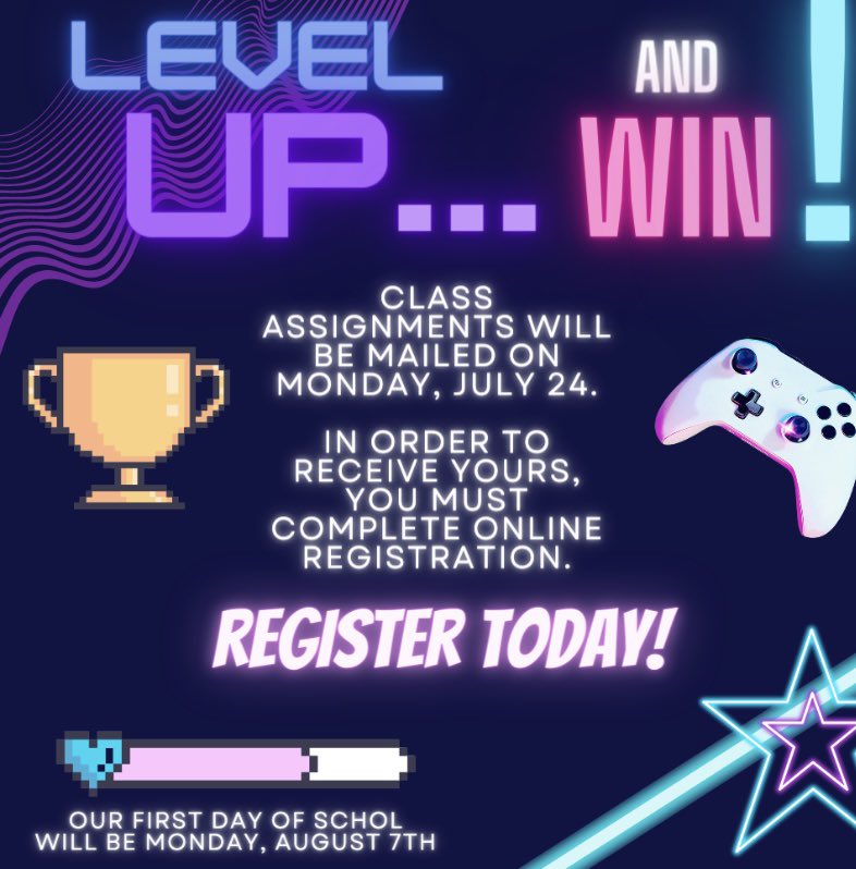 Be sure that you have registered your child for the 2023-2024 school year. Class assignments will be mailed out soon!!