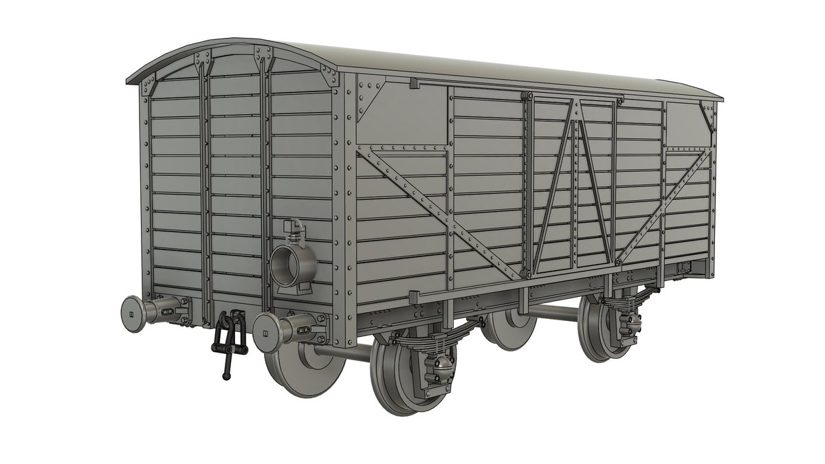 holoprint_fr's tweet photo. This is it! 
Modelling of the wagon complete. ✅️
The body has been reinforced, and the bolts have appeared. I'm thinking about adding the brakes and other hydraulic systems. Let me know what you think! 👇

Printing scheduled for this week!
#3Dprinting https://t.co/1gne5xabIZ