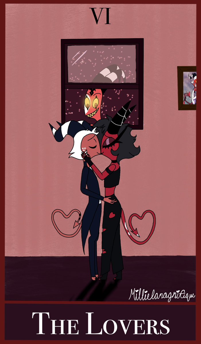 The Lovers Tarot card, Helluva boss themed. 

#moxxie #millie #helluvaboss #HelluvaBossMoxxie #helluvabossmillie #Blitzø