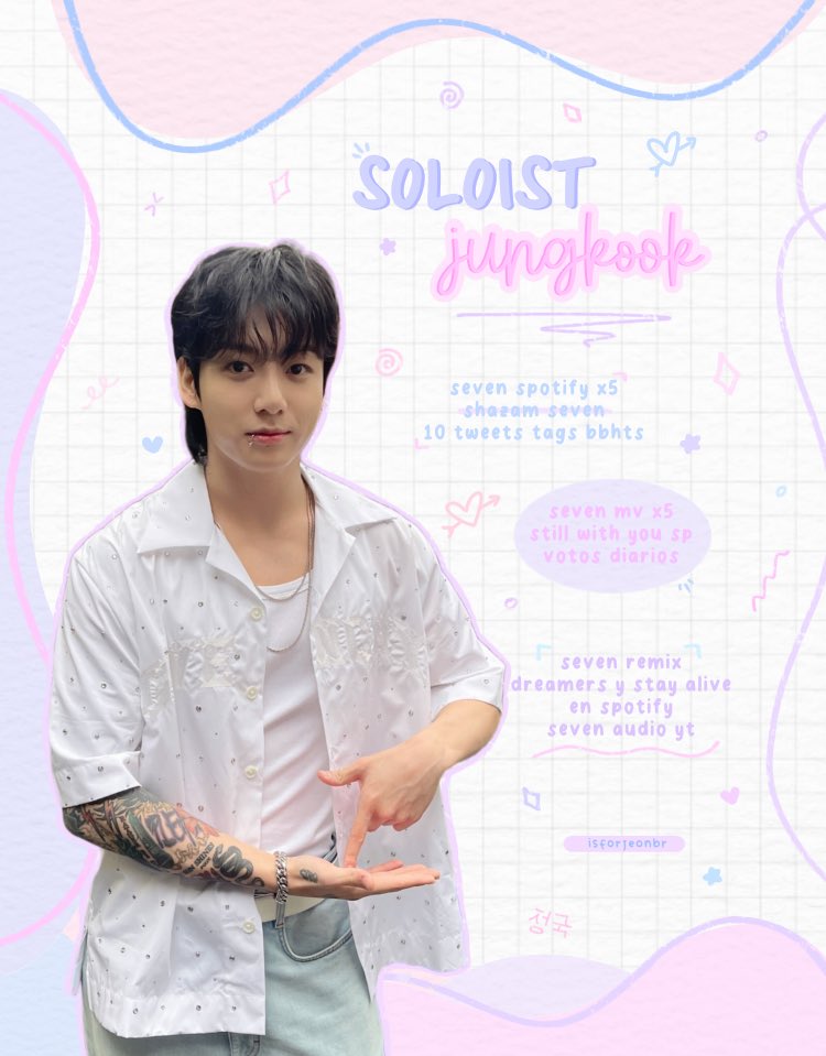 isforjeonbr's tweet image. • soloist jungkook !

— les dejamos este bingo para el stream de SEVEN, no tiene tiempo límite, abajo les dejo mas indicaciones &amp;lt;3

SEVEN 
#SEVENbyJUNGKOOK