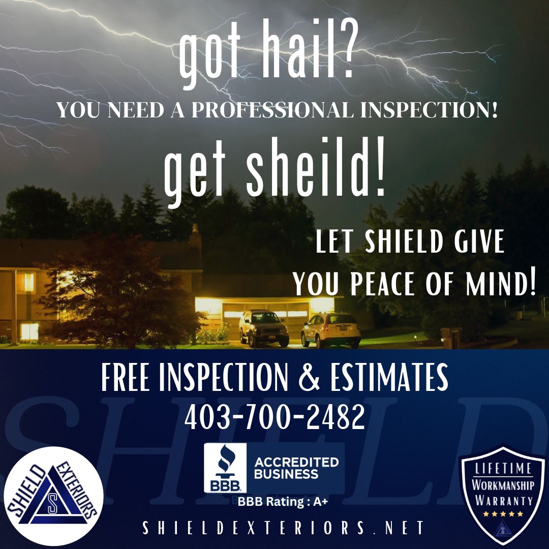 ExteriorsShield's tweet photo. When you see hail falling from the sky, you should be concerned about your roof. Hail can cause significant roof damage, even when the hail is not overly large!
The first call should be to a Reputable Roofing Company. #yyc #calgary #roofing #hail #gothail #riverbend #hailstorm https://t.co/BmZMTHt69R