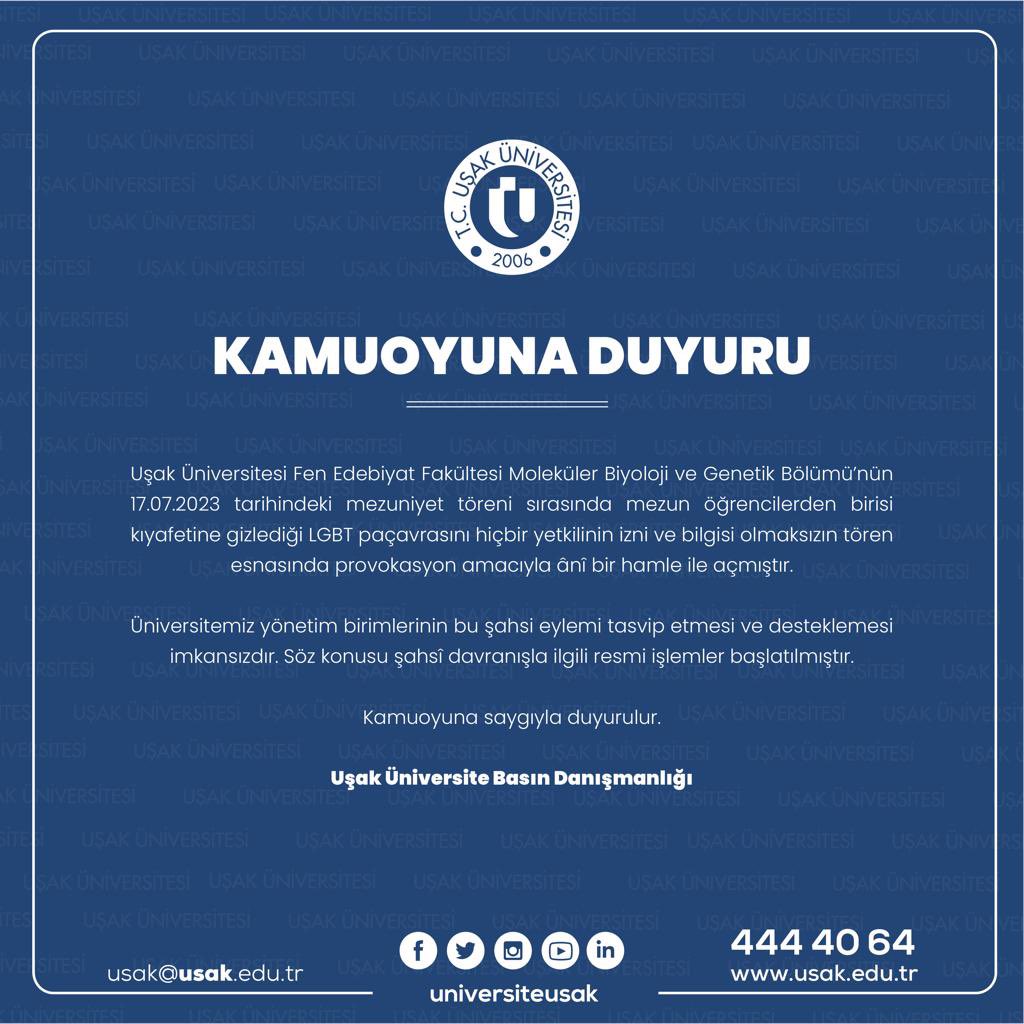 universiteusak's tweet photo. Kamuoyuna Duyuru https://t.co/H6vKULeOIR