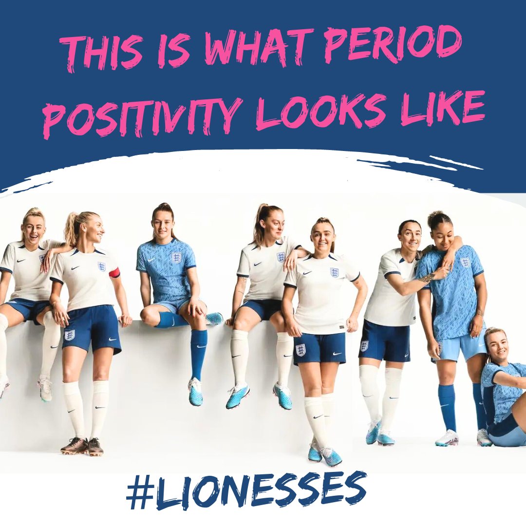 We CAN'T WAIT for the @Lionesses this Sat, especially in their new period positive uniforms.
Why are blue shorts important? For the women playing & for the 14 yr old football mad girl buying kit to look like her heroes🩸 
#FIFAWWC  #Lionesses #periodtalk #periods  #girlsinsport