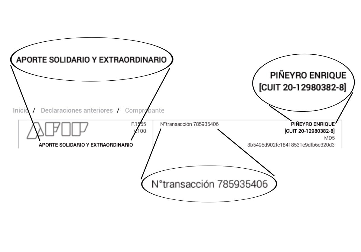 El periodista Horacio Verbitsky publicó hace 48 horas que yo no pagué el impuesto del Aporte Solidario.

Esa información es FALSA

Lo pagué a principios de 2020 y la AFIP emitió el certificado de pago por la operación N° 785935406

Adjunto copia