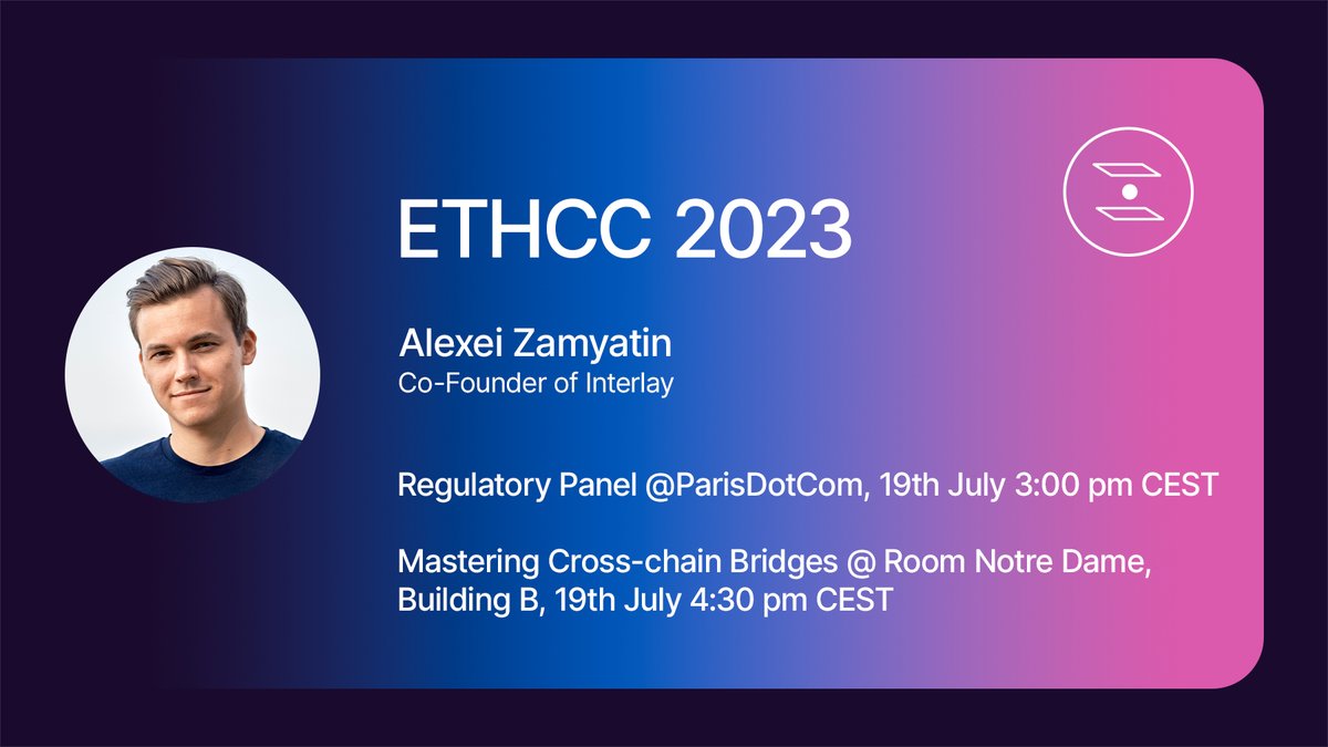 The much anticipated <a href="/Paris_Dot_Comm/">ParisDOT.Comm</a> is here! ⛓️🗼

Catch Interlay Co-Founder <a href="/alexeiZamyatin/">alexei</a> speak at two interesting panels on the Day 2 of the coveted event. ✨

More details below ⬇️