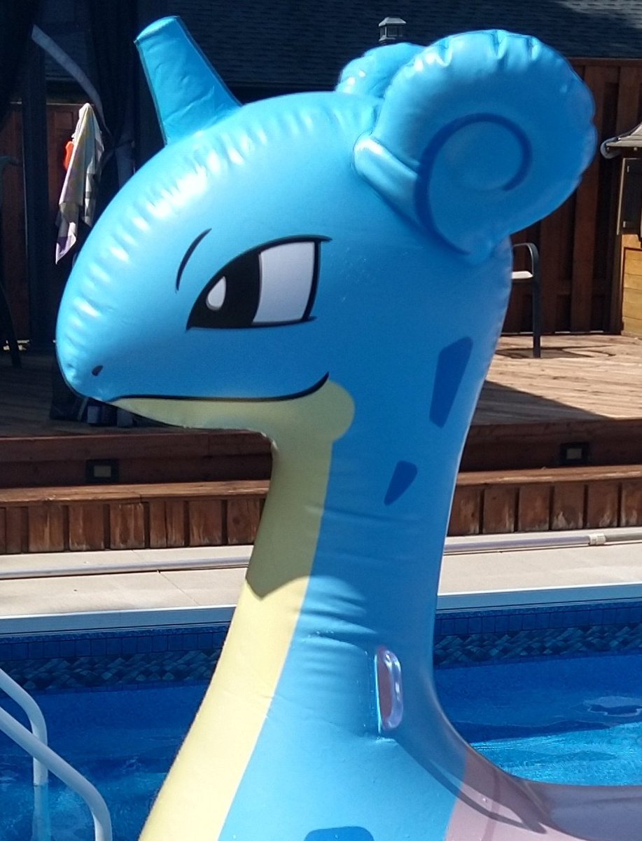 I apologize for those waiting in anticipation of more Nanami-san pics. 😔
In a few days I'll be able to take new ones. #inflatable #lapras #poolfloat #float #floatie