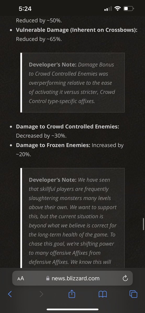 ShibbiStill's tweet photo. What in #lilith’s name are these patch notes???? Aside from all the build and damage nerfs, They don’t even want us trying dungeons more than 10 levels higher? #DiabloIV #season1 #blizzard #Diablo #patch https://t.co/AbmAP7KVLc