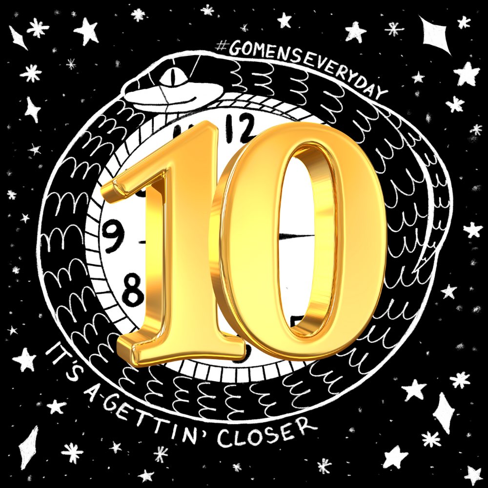 GOmensEveryday's tweet photo. Last day of double-digits with 10 days to go!

Today we have:
- Ren (Tumblr: six-of-snakes) has a Regency era fic 🎩

- Celies (Tumblr: artiswhatever) has a collage of the famous umbrella poster ✂️

Check out their work! Links below!

#GOmensEveryday https://t.co/RSldh7R1f9