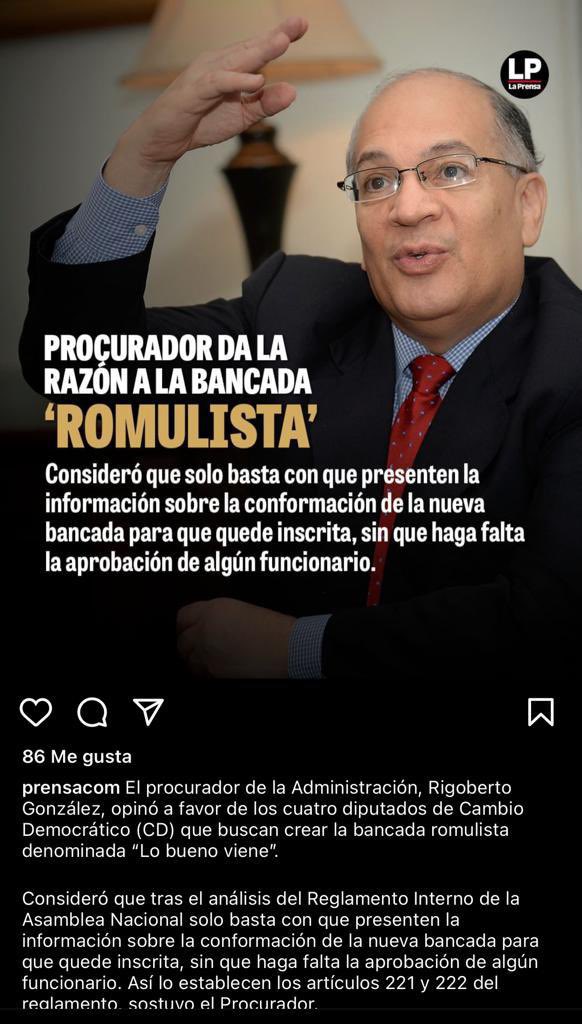 Tomando en consideración la “opinión” de Rigoberto, la Bancada del PRD decidirá fraccionarse en 7 bancadas nuevas y así tomar mayor control de todas las comisiones.