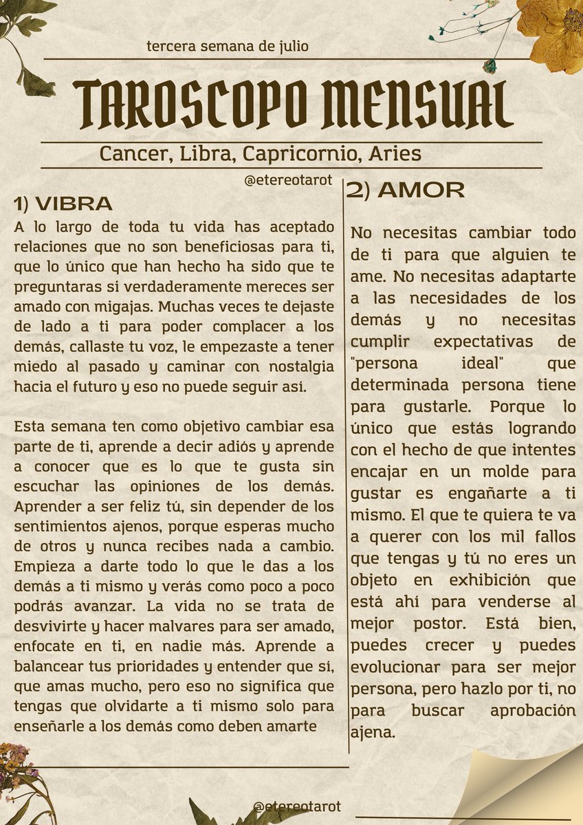 EtereoTarot's tweet photo. TAROSCOPO: cáncer, Libra, Aries, Capricornio https://t.co/5yTQwOkv5u