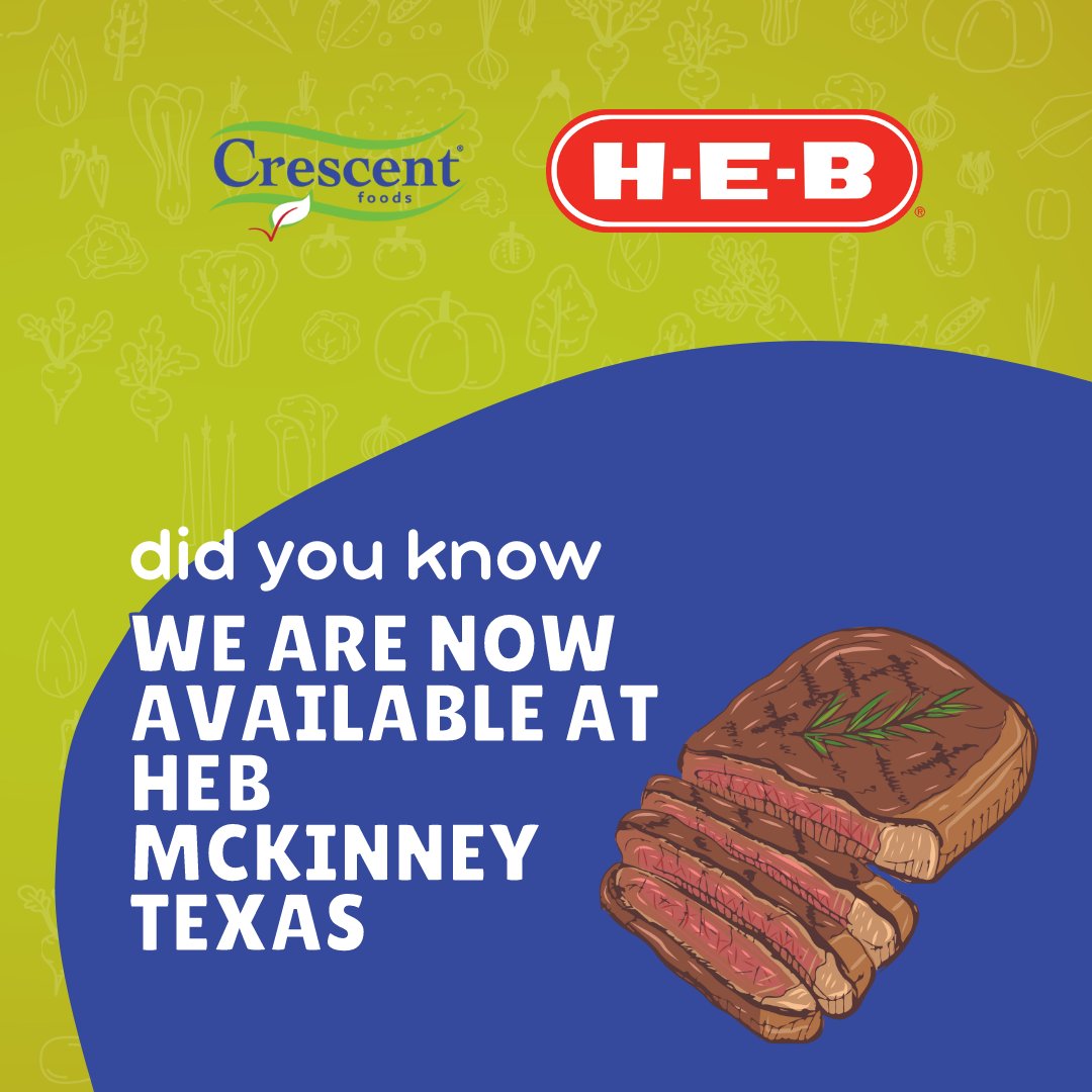 ✨ Crescent Foods is thrilled to announce our fresh location in #HEB #McKinney #Texas at 8700 Eldorado Parkway! 📍🛒 From 🐔 chicken to 🥩 beef, 🐑 lamb, and even 🍗 breaded chicken, we've got something to satisfy every craving!
