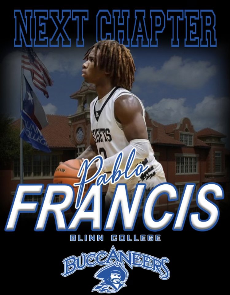 Big congratulations to Pablo Francis on continuing his education and basketball career at Blinn College! #WeAreFamily ⚔️