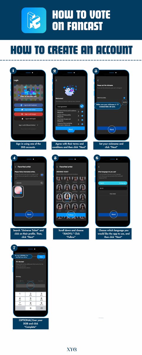 XIAOYUGLOBAL's tweet photo. [🗳️] FANCAST TUTORIAL &amp; INFO

❕ Voting resets each day 00:00 KST.
❕You can use 8 tickets each day: You can vote for 8 trainees.

#XIAOYU #샤오위 #UNIVERSETICKET #유니버스티켓 #SBS #fnfentertainment https://t.co/bFppdlNKf9