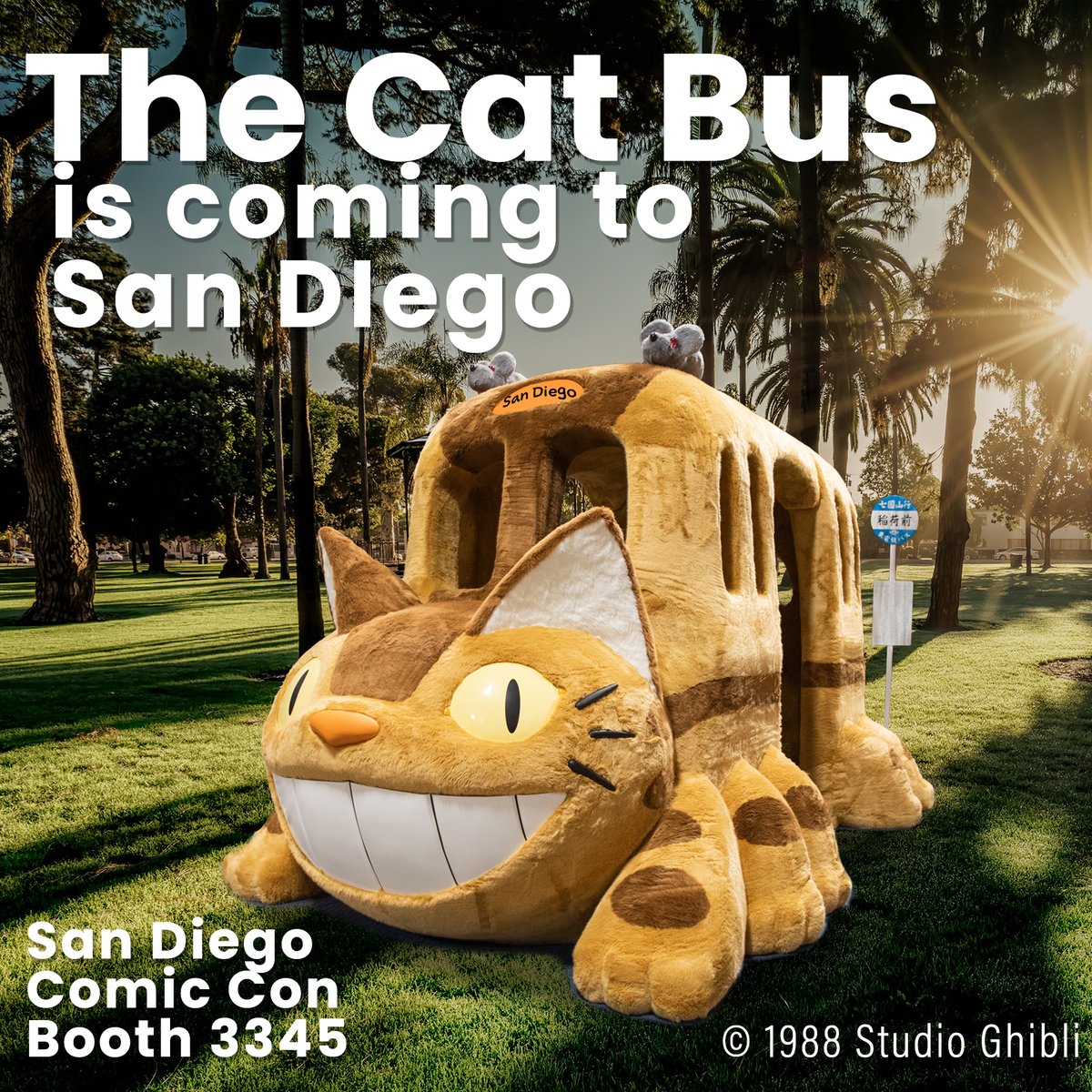 BandaiCollect's tweet photo. The next stop for The Cat Bus is SDCC!

Visit Studio Ghibli booth (3345) at SDCC to get a photo with the Cat Bus and Totoro!

#StudioGhibli #SDCC2023 https://t.co/s3s1uxa0S7